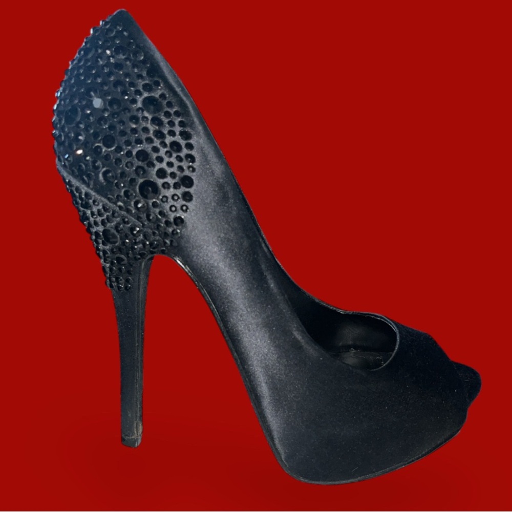 Aldo Satin Embellished Peep-Toe Stiletto Heels -  Size: 37.5/7.5